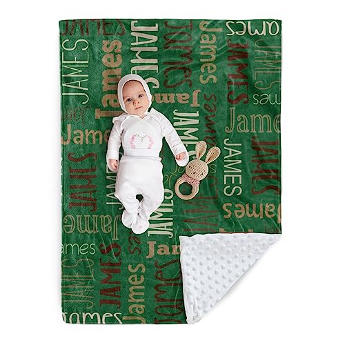 Custom Baby Blanket - Personalized Names Design - Soft Plush Blanket with Double Layer Dotted Backing for Boys Girls Color21(30x40 inches)