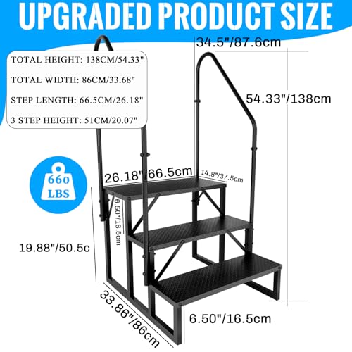 Image of RV Step 3 Step Ladder with 2 Handrails