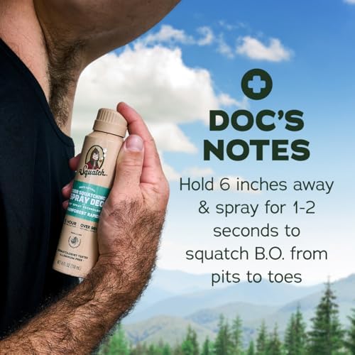 Dr. Squatch Spray Deodorant for Men - Quick Dry, No Stains - Aluminum Free + Dermatologically Tested for All Skin Types - Fresh Falls + Rainforest Rapids (4 oz, 2-Pack) — view 6