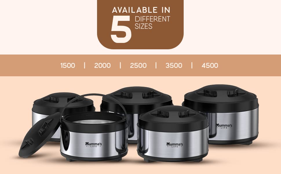 Image of Mumma's LIFE All Season Stainless Steel Casserole, Set of 3Pcs (1.5,2,2.5L)