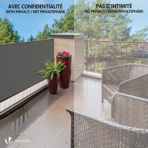 Image of VOUNOT Fence Screen 1.5 x 20 m, Privacy Fence 230 g /m HDPE Shade Net, Wind Protection, UV-Resistant, Tear-Resistant, with Holes and Cable Ties, Grey