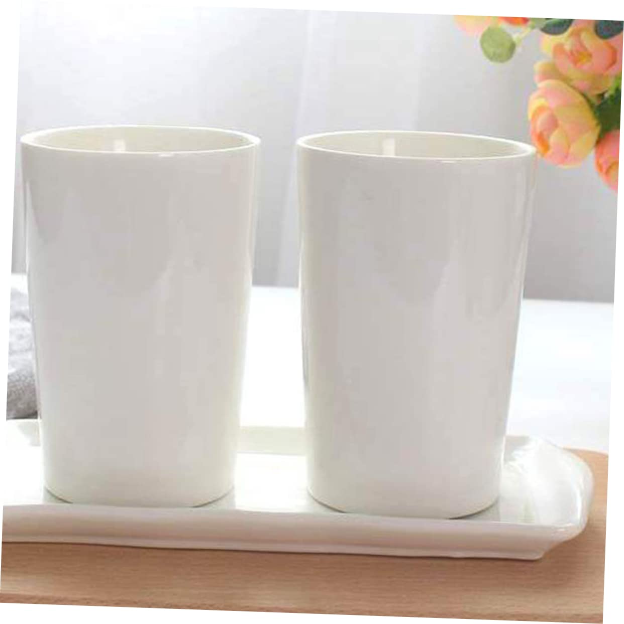 Zerodeko Coppia di Tazze da Risciacquo in Ceramica Rosso 2 Pezzi | Bagno e Scuola, Superficie Liscia e Struttura Robusta, Uso Multiuso per Bevande e Lavaggio Orale