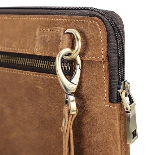 Image of CONTACTS Full Grain Leather 14 inch Laptop Case Large Document Bag Notary Bag Slim Briefcase for Men