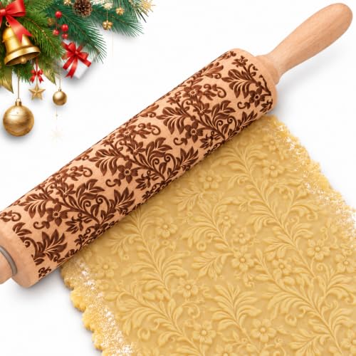 Floral Vine Embossed Rolling Pins for Cookies...