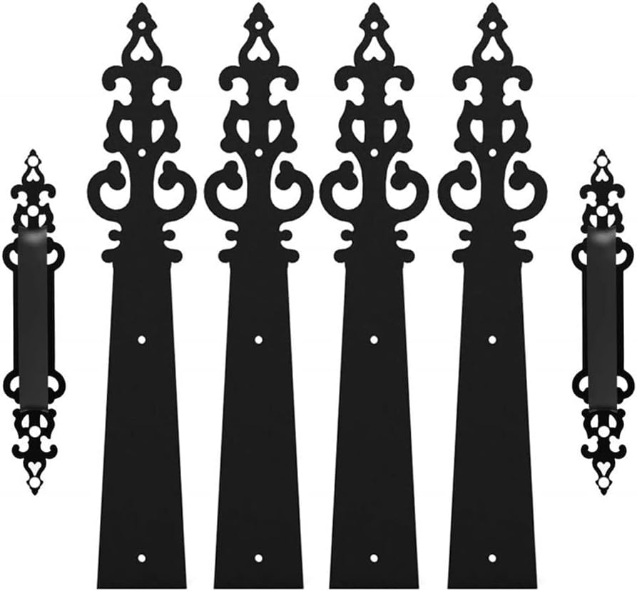 Decorative Carriage House Garage Handle Hinge Sliding Barn Door Hardware Kit Braided 2 Handles 4 Hinges