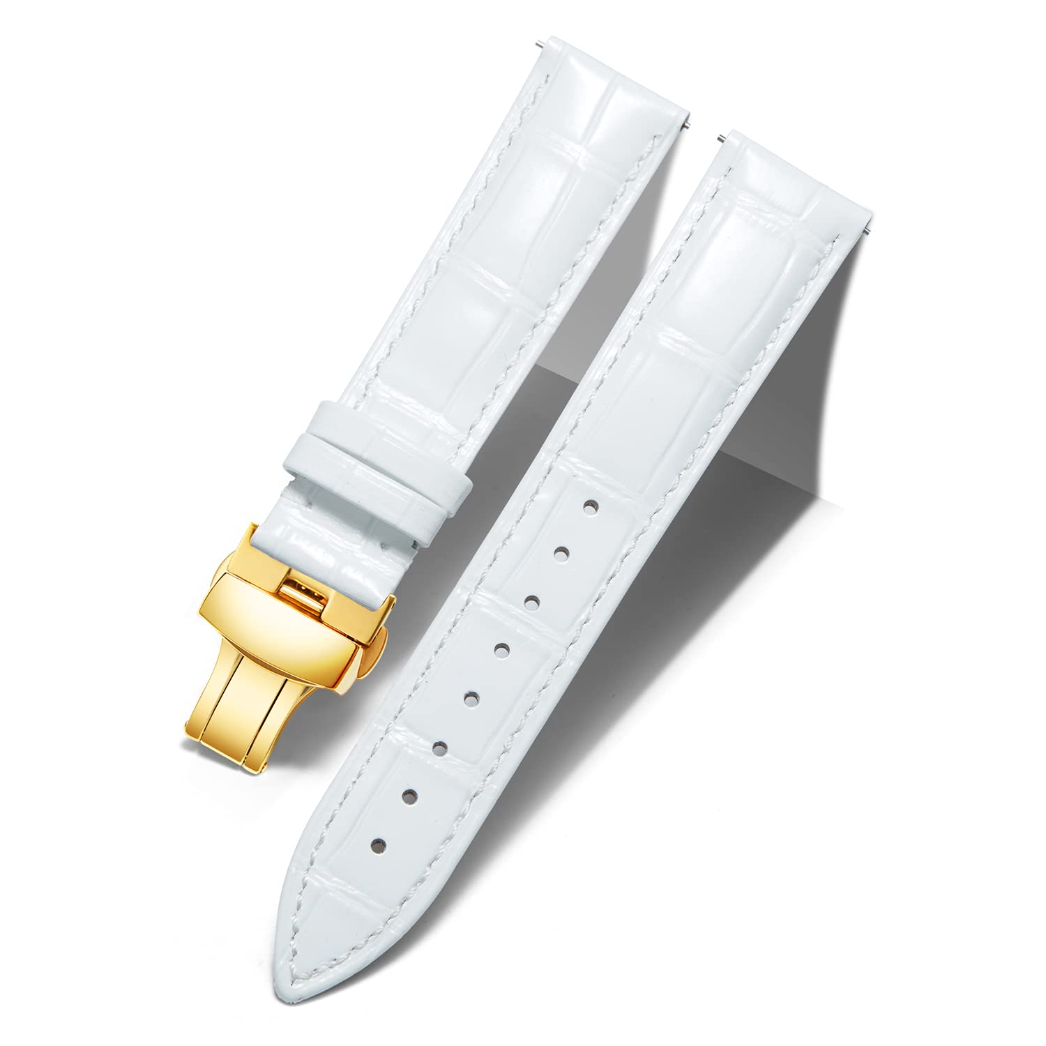 BINLUN Leather Watch Bands Replacement Alligator Pattern Watch Strap for Men Women with Silver/Gold/Rose Gold Butterfly Deployment Buckle 12mm 13mm 14mm 16mm 17mm 18mm 19mm 20mm 21mm 22mm 23mm 24mm — view 31