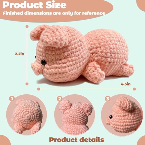 Image of JueRum Pig Crochet Kit for Beginners Adult All-in-One Amigurumi Crochet Kit