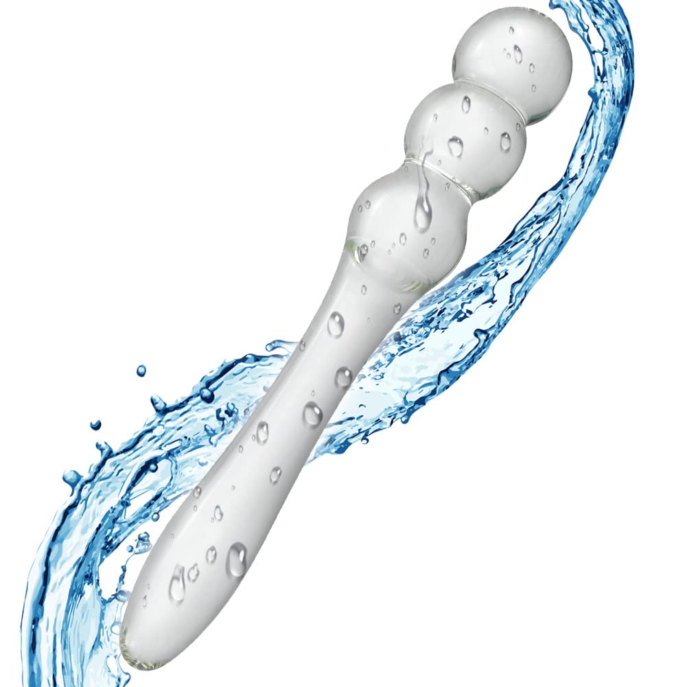 Plug anal de cristal con mango cónico y 3 perlas para la estimulación del punto G Varita de placer de cristal y para la estimulación de la próstata Consolador anal para pareja Hombre Mujer