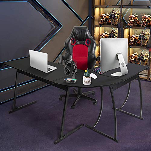 CHADIOR L Shaped Corner Computer Gaming Desk 58"L x 44"W Modern Workstation Table for Small Space Home Office, Black
