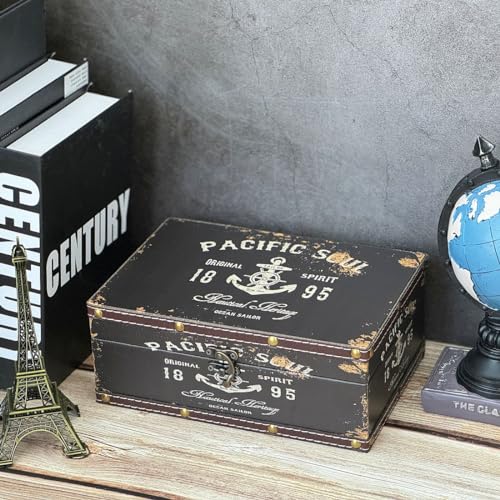 Amedoo AWDB Treasure Box Vintage Wooden + Pu Leather Decorative Trinket Jewelry Box Memento Case Box Keepsake Box Gifts thumb #1