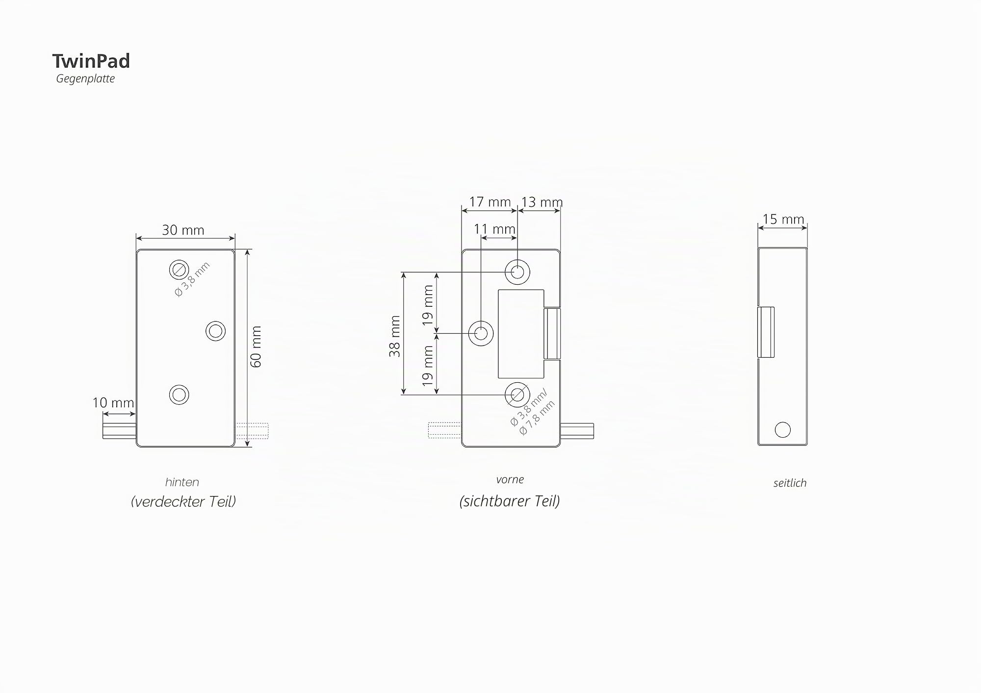 BURG TwinPad elektronisches Möbelschloss-Komplettset – Codeschloss (PIN) & RFID/NFC 13,56 MHz (MIFARE) – Schrankschloss/Spindschloss für Schranktür, Schublade & Spind