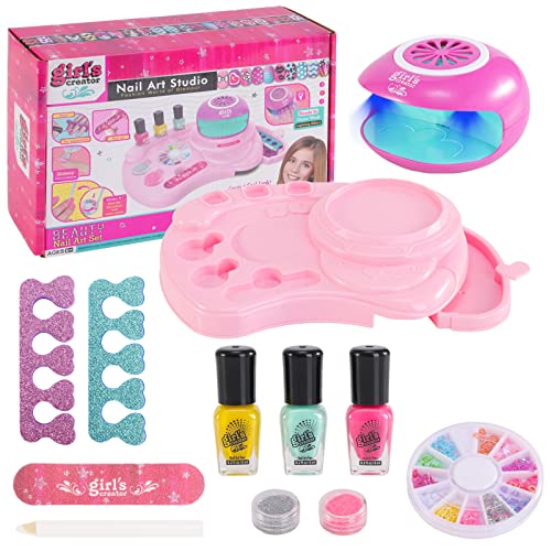 MYSWEETY Vernis à ongles pour enfants et filles, vernis à ongles pour enfants, adolescents, avec vernis à ongles coloré, autocollant et lampe à ongles Cover