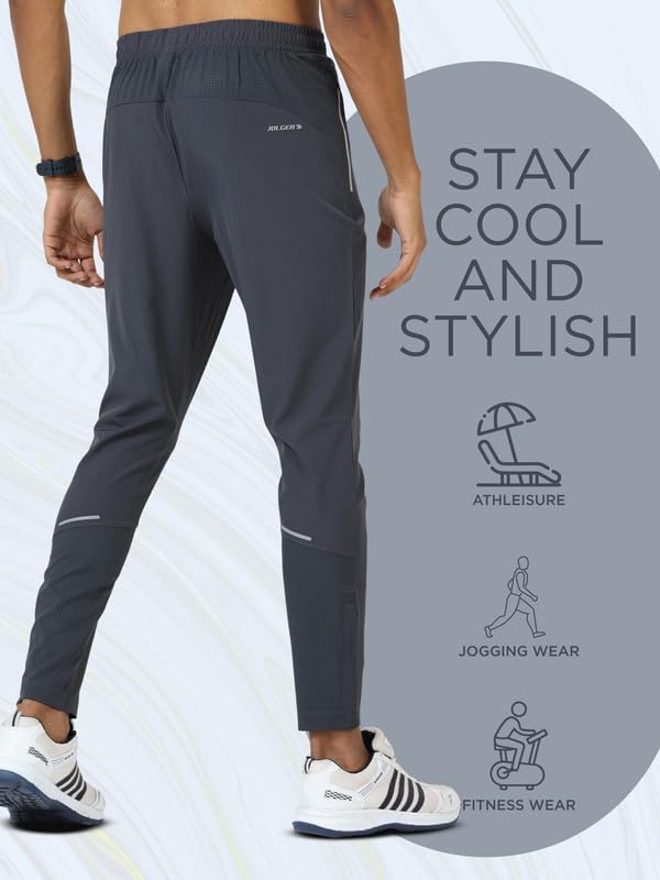 Image of JOLGER Premium Track & Jogger Pants for Men - Style and Performance with Light Weight, Sweat-Wicking Fabric - Perfect for Workouts, Casual Outings Trendy Athletic Wear with Reflective Zipper Pockets