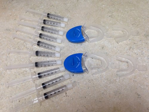 White Teeth Global branded 35% Carbamide Peroxide 10 Syringes of Teeth Whitening Gel - (2) LED Accelerator Light - 4Mouth Trays -2Shade Guide -Instructions Sheet- Best At Home Teeth Whitening Products