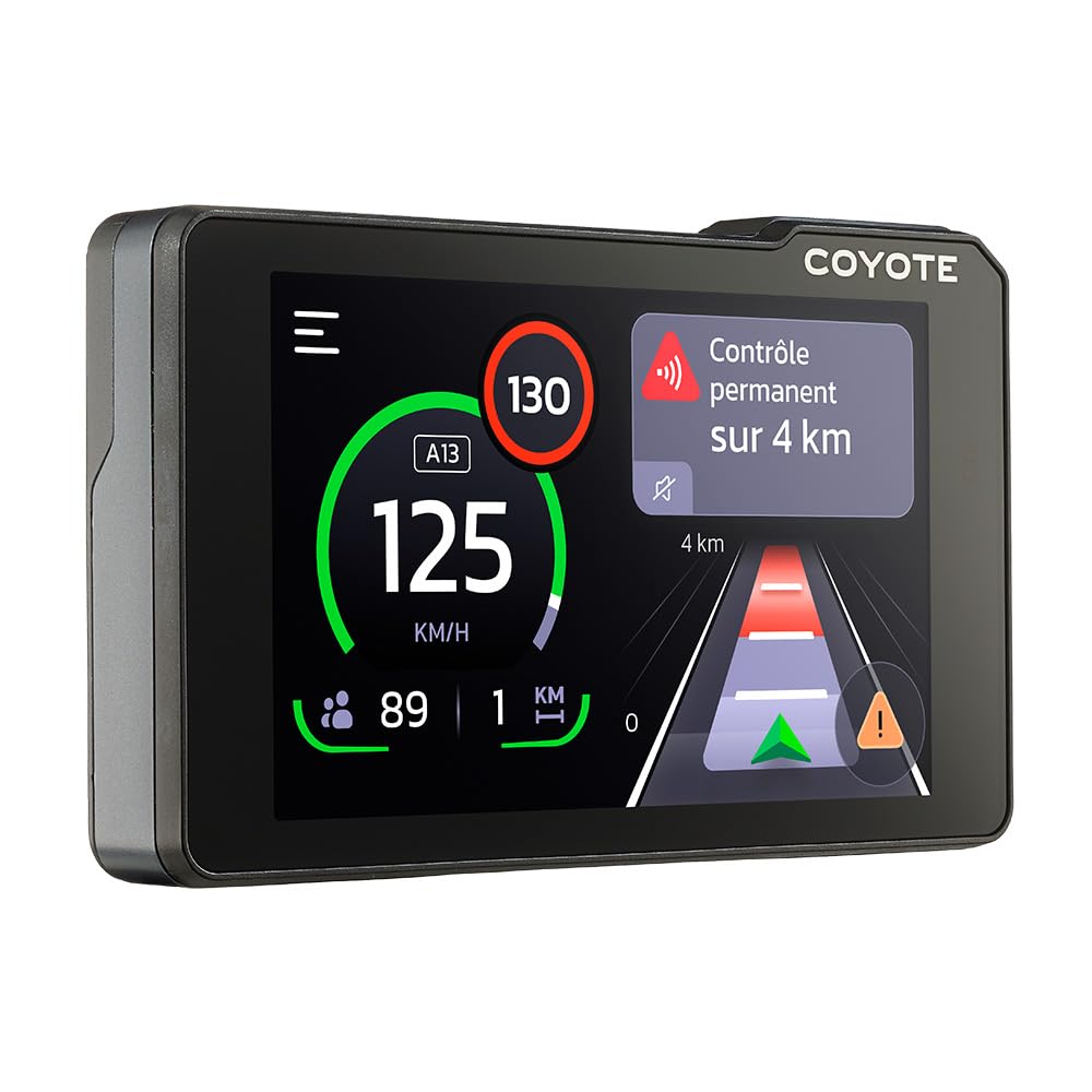Coyote Max (France) – Assistant d’Aide à la Conduite - Assistant Vocal et Écran Tactile 4''- Avertisseur Dépassement Vitesse - Contrôles, Dangers, Trafic et Perturbations en Temps Réel - Bluetooth