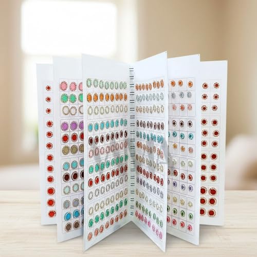 Image of VAMA Fashions Multicolour Stone Self Adhesive Kumkum Bindis Sticker Bindiya Bride Groom Forehead Bindi Spiral Book Booklet for Women & Girls (Pastel Color Bindi Book)