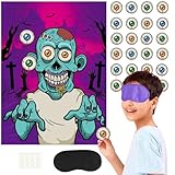 PLULON Halloween Games Pin The Eyeball on The Zombie Game with 24 Pcs Zombie Eyeball Stickers for Halloween Zombie Birthday Party Decorations