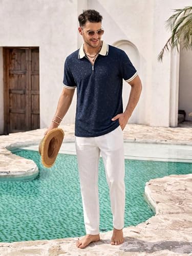 Image of TAGDO Men's Chain Jacquard Polo T Shirt | Half Sleeve | Comfortable Fit Wear | Stylish Casual Look | Breathable Feel |Modern Style | Easy Movement | Everyday Wear (Polo)