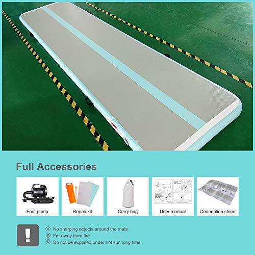 Ibigbean Tumble Track Spring Floor Home Gymnastics Training Mat For Home Use,Beach, Park And Water(20'X3.3'X4''Iceblue) #TOP5