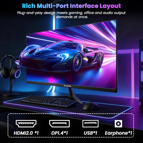 Image of Gawfolk 24.5 Inch Gaming Monitor Flat VA Panel, 240Hz Monitor 1ms Response Time, Gaming Monitor with FreeSync, 3000:1 High Contrast, 68% NTSC, VESA 75x75mm Wall Mountable Computer Screen