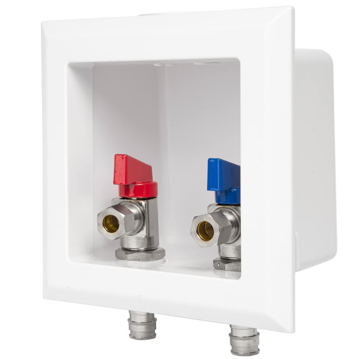 EFIELD Waschmaschinen-Ablaufkasten – Mit 1/2" PEX Einlass, 3/4" MHT Auslass & Kugelhähnen – Weiß, Praktisch