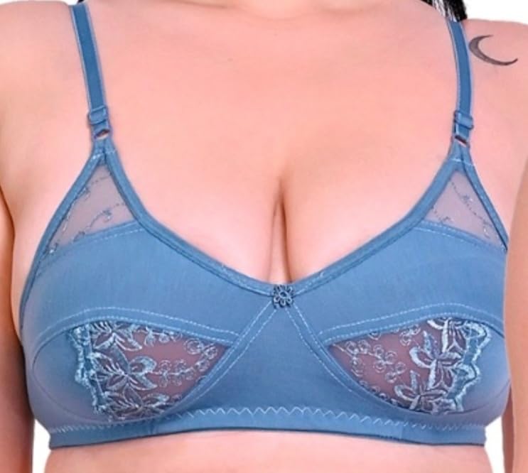 Image of Combo Pack of 2, Premium Women's Cotton Rich Non-Padded Wire-Free Lingerie Sets | Full Coverage Bra & Low Rise Panty with Lace Work | Bra Panty Sets