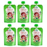 Baby Likes Halal Organic Carrot and Lamb Stew (6 x 130g) l Halal Meat & Organic Fruit and Vegetable Baby Food Puree Pouches for Stage 2 Weaning l With Herbs & Spices l 7 months +