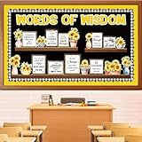 Sunflower Bulletin Board Decorations Set, Motivational Flowers Classroom Decoration Summer Sunflower Educational Poster Cutouts Library Back to School Wall Door Decor for Teacher(Words of Wisdom)