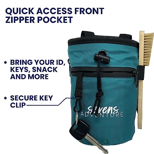 Chalk Bag For Rock Climbing With Climbing Chalk Brush, Quick Clip Belt Rock Climbing Chalk Bag With 2 Pockets & Key Clip - Wide Opening & Secure Closure Climbing Chalk Bags - Chalk Bag Bouldering #TOP1