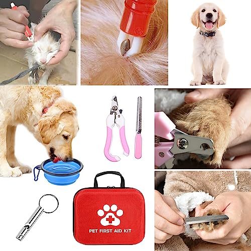 Erste-Hilfe-Set für Hund und Katze, 12-Teilig für den Notfall, Erste-Hilfe Haustiere, Reiseapotheke Hund, Gesundheitsprodukte für Hunde, für Hunde,Katzen,Kleintiere