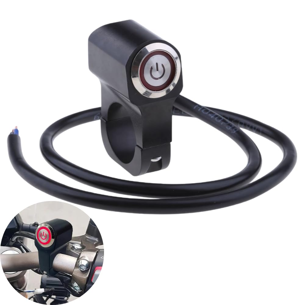 Autozap Handlebar On-Off Single Push Switch Button Red Light Indication Waterproof 10 A One Way Electrical Switch (Pack of 1 Number of Switches - 1)-image-9
