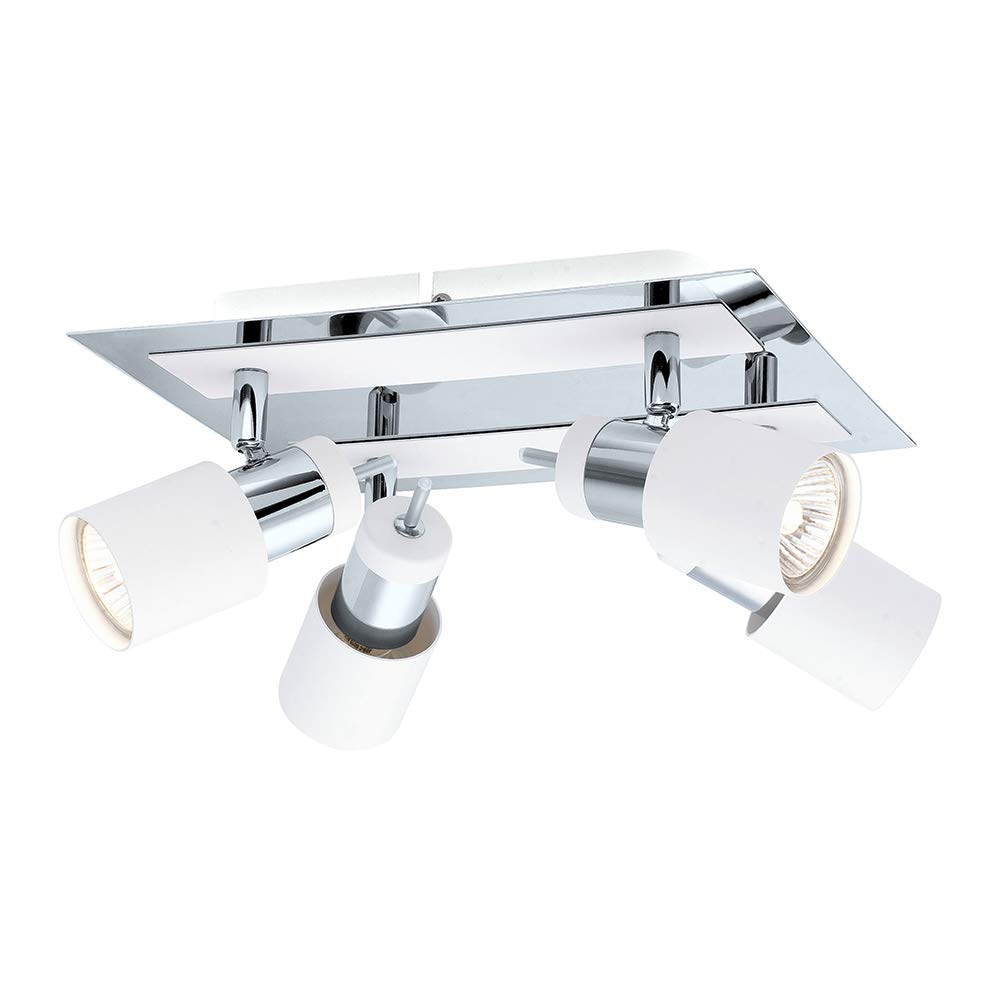 EGLO Davida 10.54 in. W 4-Light Chrome Semi-Flush Mount Light with White Shades