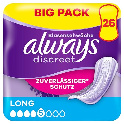 Always Discreet Inkontinenzeinlagen Für Frauen Long 26 Stück Rundumschutz Unglaubliche Diskretion