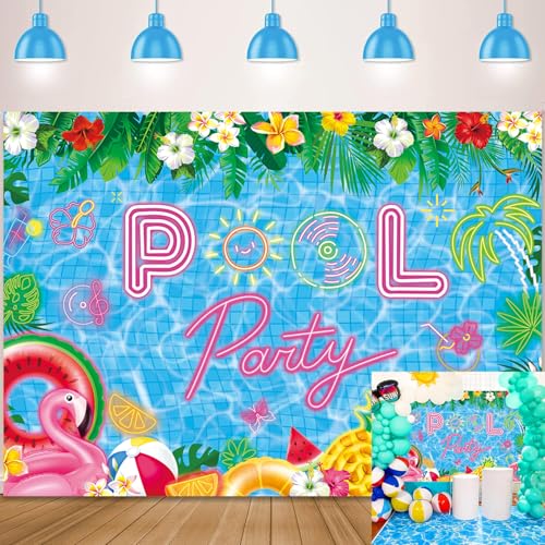 Décoration de fête Aloha avec cette grande bannière plage et palmier d'été