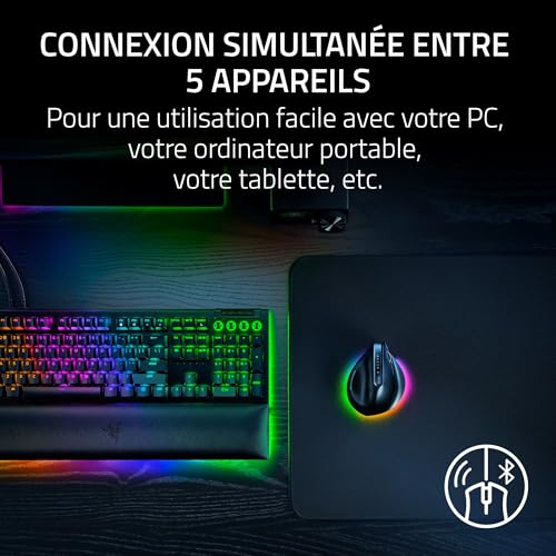 Razer Pro Click V2 Vertical Ergonomique Verticale sans Fil pour droitier Assistance IA Capteur Optique 30K jusqu'à d'autonomie Chroma RGB - vue 6