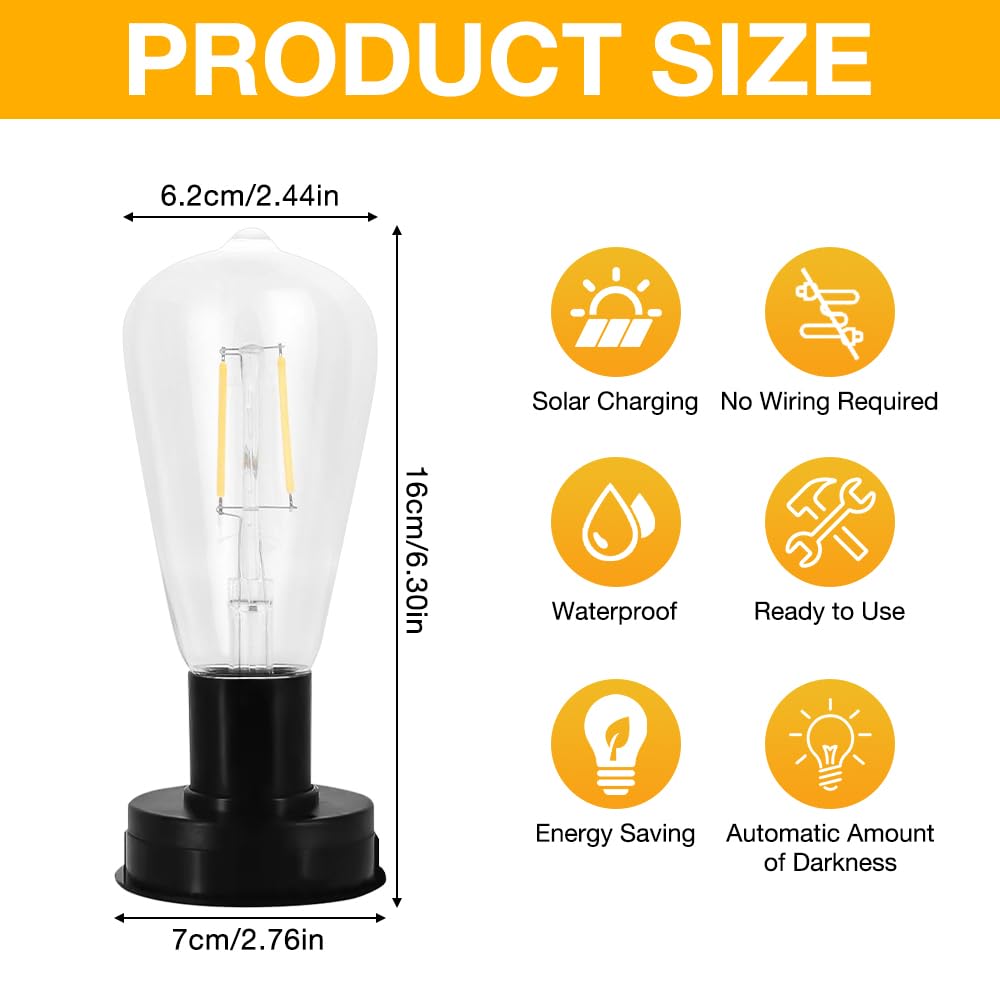 Lot De 4 Ampoules Solaires De Remplacement 7cm - Pour Lanternes De Jardin, LED Blanc Chaud, IP44, Batterie 600mAh