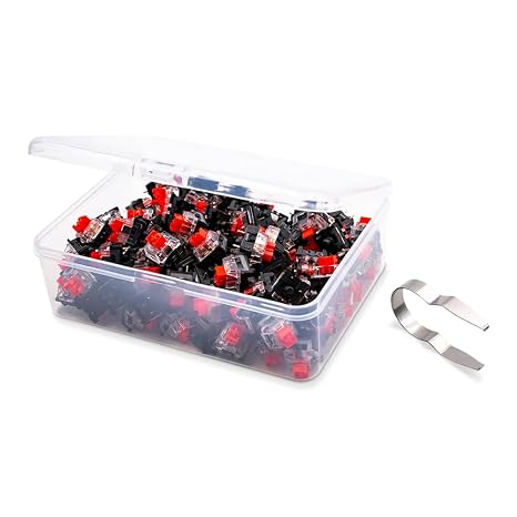 OUTEMU Red Switches,10 Pack - 3 Pin Linear/RGB/Dustproof Switches for Mechanical Keyboard - Compatible with Cherry MX