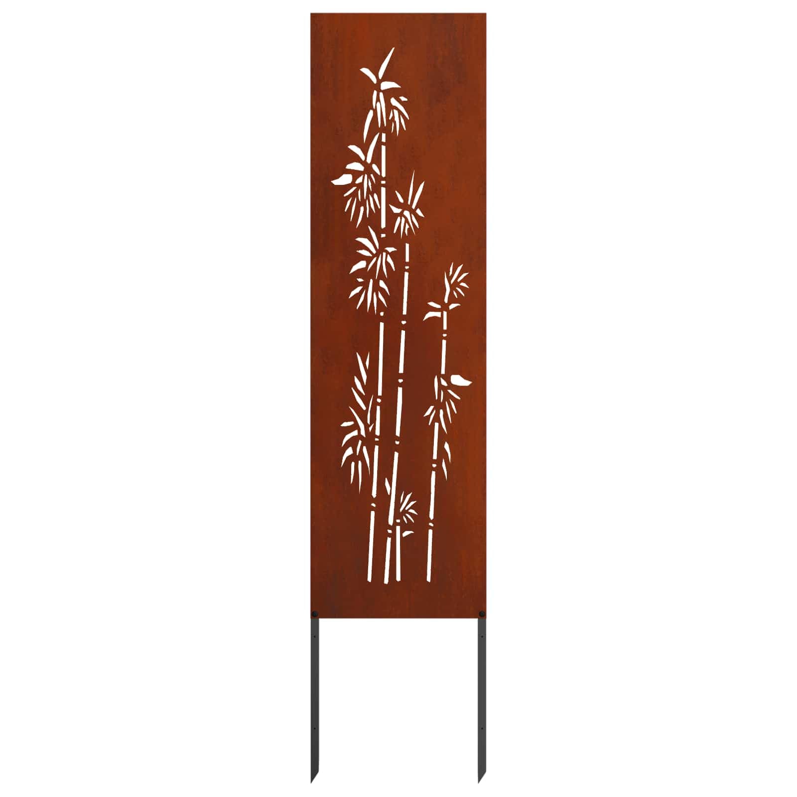 Ogrodowa ochrona przed wzrokiem na płótnie z rdzewiałej stali odpornej na warunki atmosferyczne 32 x 140 cm z matowym wykończeniem i dekoracyjną inkrustacją na taras i do ogrodu, prywatność i