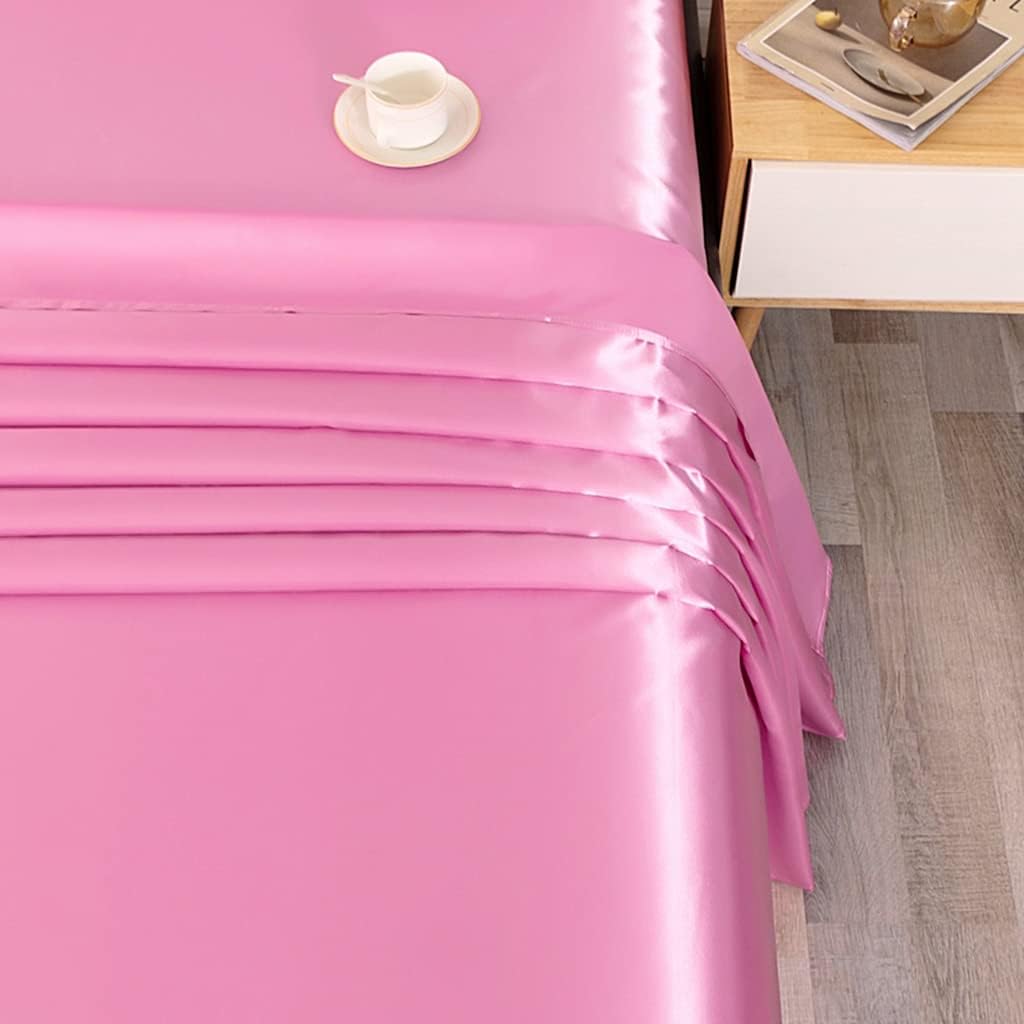 Sfoothome Queen Satin Sheets [4-Piece, Pink] Hotel Luxury Silky Bed Sheets - Microfiber Sheet Set, Wrinkle, Fade, Resistant - Deep Pocket Fitted Sheet, Flat Sheet, Pillow Cases