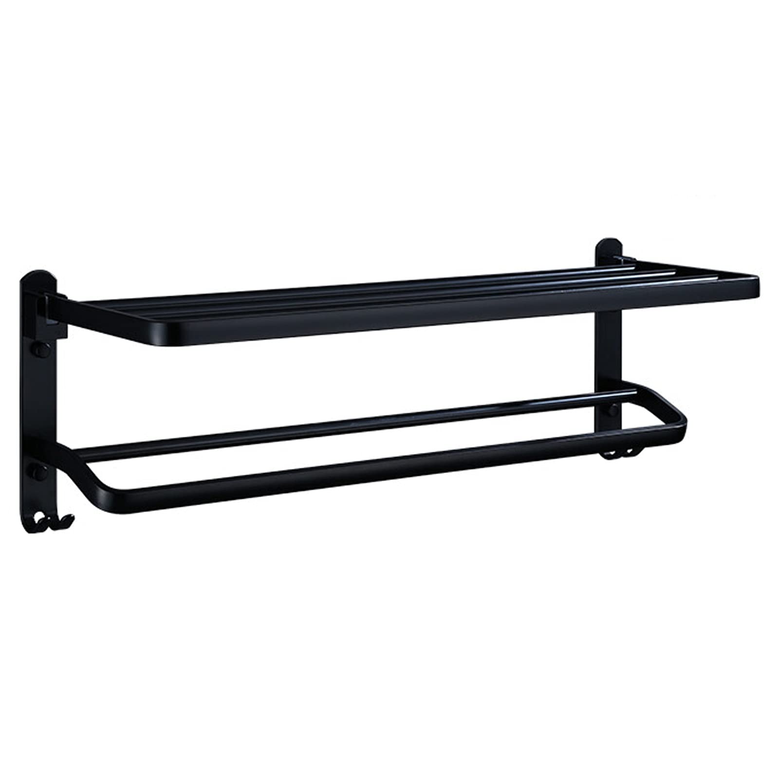 TOMYEUS Shower Caddy Bathroom Shelf 24 Inch Bathroom Shelves Bathroom Shelf Double Towel Bar Holder with Hooks Wall