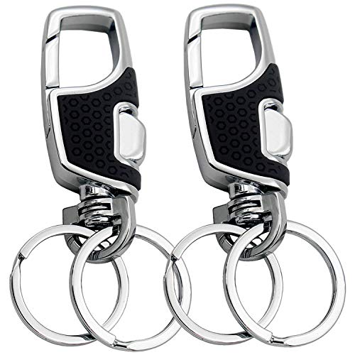 Key Chain Hotetey KeyChain with 2 Key Rings Heavy Duty Key Chain for Men and Women, 2 Pack (Black)