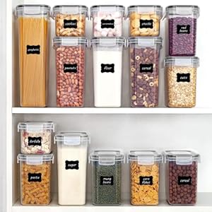 Vtopmart 32pcs Airtight Food Storage Containers Set, BPA Free Plastic Kitchen and Pantry Organization Canisters with Lids for Cereal, Dry Food, Flour and Sugar, Includes 32 Labels Vtopmart 32pcs Airtight Food Storage Containers Set BPA Free Plastic Kitchen and Pantry Organization Canisters with Lids for Cereal Dry Food Flour and Sugar Includes 32 Labels