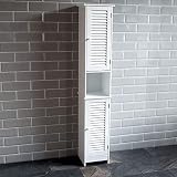 Bath Vida Liano szafka łazienkowa szafka do przechowywania drzwi migawki stojąca szafka Tallboy, biała
