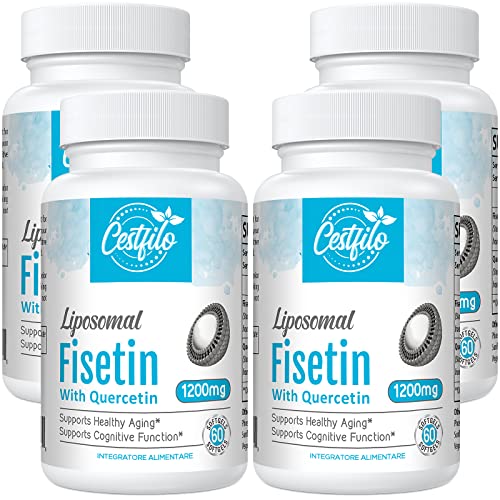 Liposomal Fisetin avec Quercétine 60 softgels - Hautement dosé 1200 mg par serving - Maximum Bioavailability - Anti-âge naturel sénolytique de Cestfilo (60 unité (Lot de 4))
