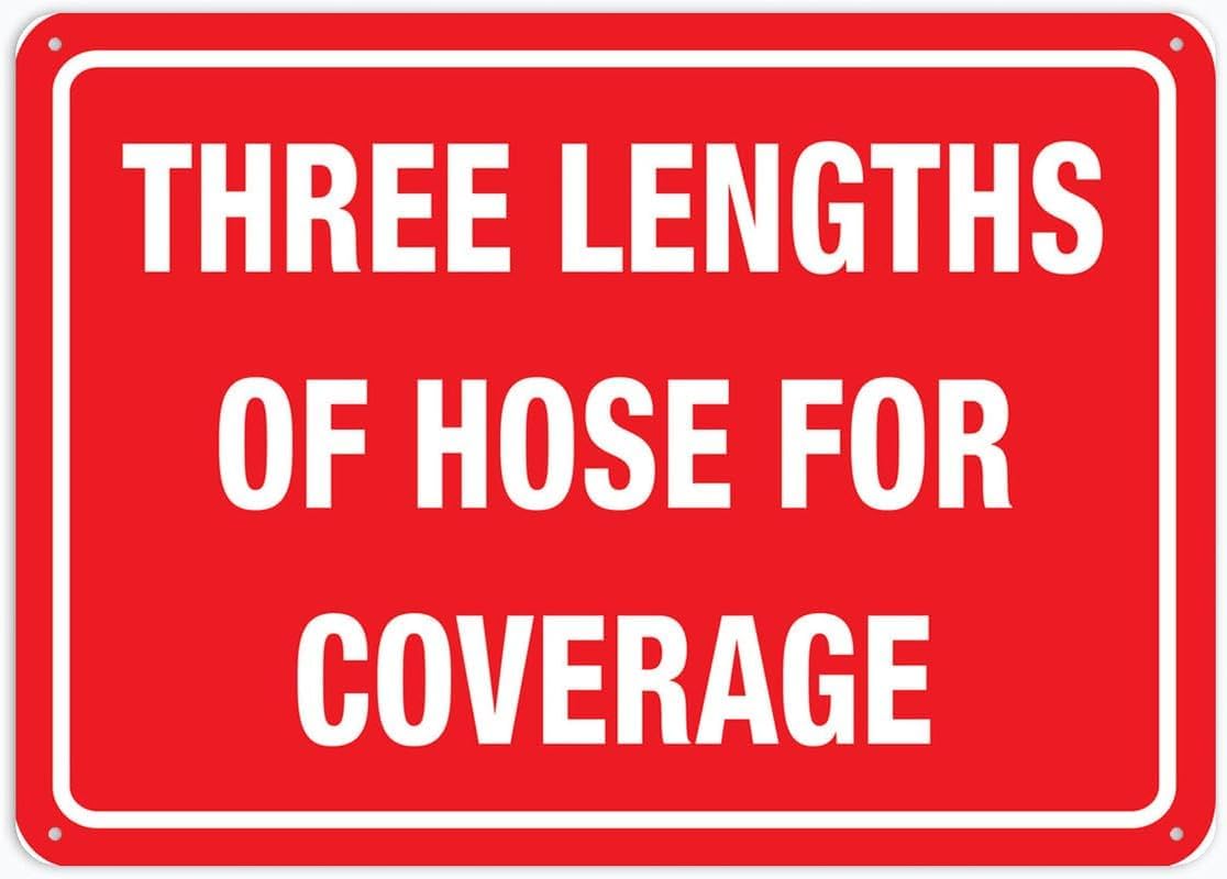 Three Lengths of Hose for Coverage Rust Free Aluminum Tin Sign - Warning Decor with Pre-Drilled Holes for Indoor-Outdoor Fire Hydrant Zone, Factory Fire Control - 8x12 Inch​