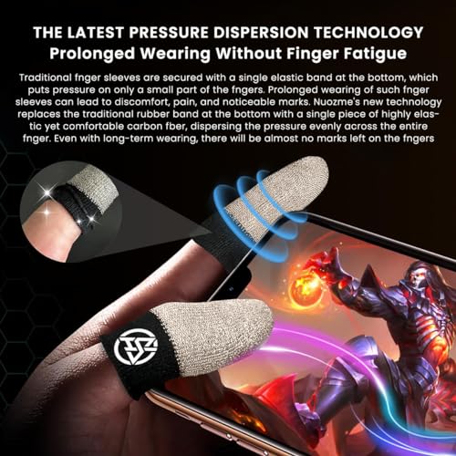 Image of ZORBES 4Pcs Silver Fiber Gaming Finger Sleeves for PUBG Mobile Games