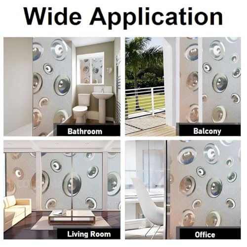Image of COLORMATE Premium Vinyl Stained Frosted Window Glass Film (18x200 Inch) - Self-Adhesive Wallpaper Sticker Opaque Tint Cling for Window Glass Privacy Cover, Door, Office, Home.| Anti-UV. 3D Circles