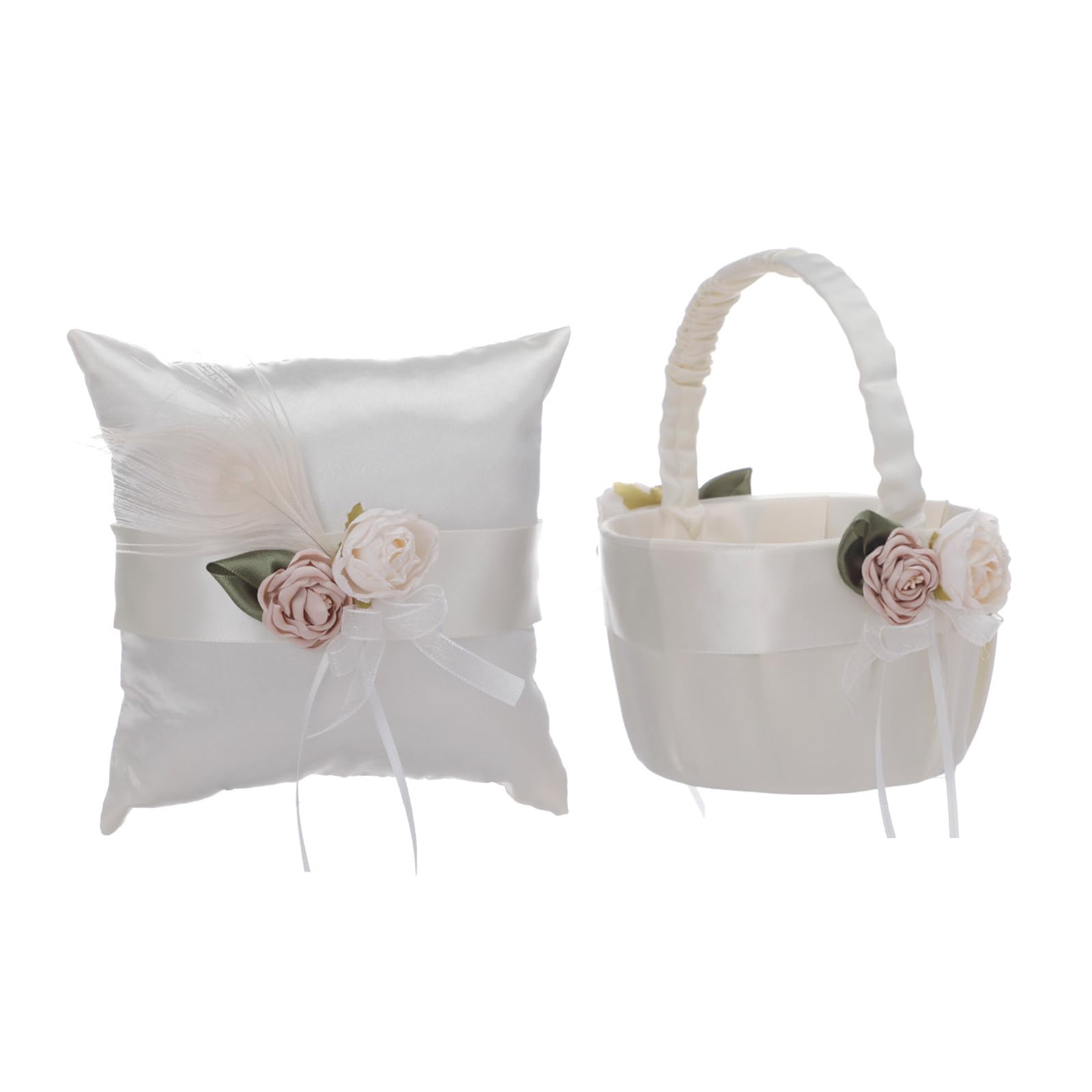 JSGHGDF Lace Punnet Pillow Rings Bearer Basket for Flower Girls Wedding Commitment Prom Party Decorations Wedding Reception Decorative Basket Combo