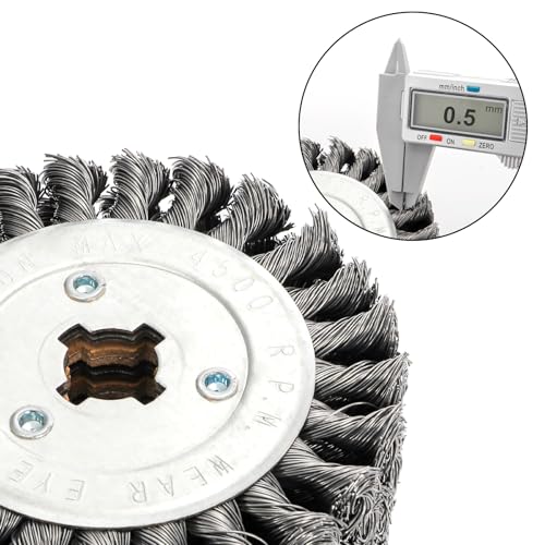 Image of Yopay Twisted Steel Wire Wheel, 4.7 inchx 4 inchKnotted Wire Brush Drum Wood and Metal Surface Polishing Conditioning Tool, Texturing Rust Wood Grain Restoration-3 /4(Wire 0.5mm)