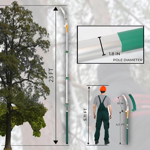 Image of StartPro 29ft Reach Tree Pruning Saw, Telescopic Manual Lightweight Extendable 23ft Pole Saw with Sharp Carbon-Enriched Blade for Efficient Tree Maintenance and High-Reach Branch Cutting. (23ft)